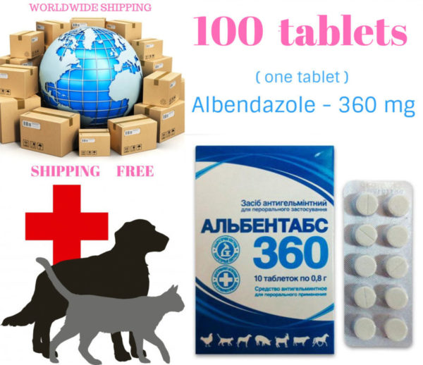 100 tablets ( Albendazole 360mg ) Animal Antihelminthic Oral analogue of Valbazen®