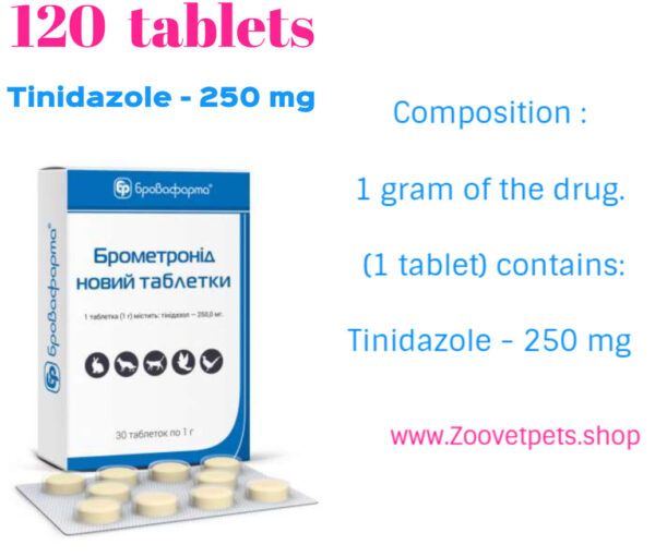 Tinidazole dogs cats rabbits pheasants pigeons amoebiasis anaerobic infections balanceidiosis histomoniasis diarrhea giardiasis salmonellosis trichomoniasis eimeriosis enteritis veterinary medicine