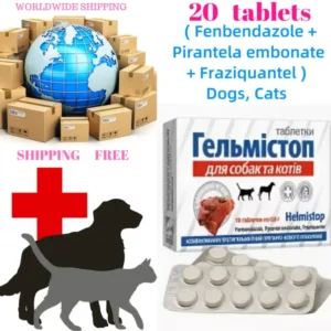 20 tablets ( Fenbendazole + Pirantela embonate + Fraziquantel )  Dogs, Cats Nematodosis ( toxocarosis, toxascarosis, untsinariasis, ankylostomosis, trichocephalosis ), Cestodose  ( teniosis, echinococcosis, dipilidiosis )