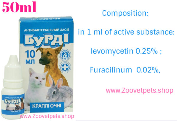 Levomycetin Furacilinum eye drops dogs cats rabbits conjunctivitis keratitis keratoconjunctivitis blepharitis veterinary medicine