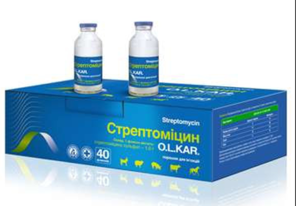 40 grams ( Streptomycin sulfate ) of cattle, sheep, goats, pigs, horses diseases of the digestive tract, respiratory and genitourinary system, skin and soft tissues