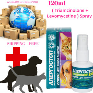 Triamcinolone Levomycetin spray dogs cats dermatitis otitis allergic inflammatory veterinary medicine