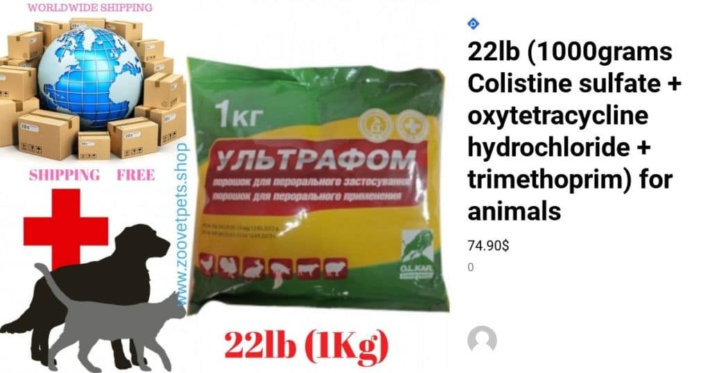 22lb (1000grams Colistine sulfate + oxytetracycline hydrochloride