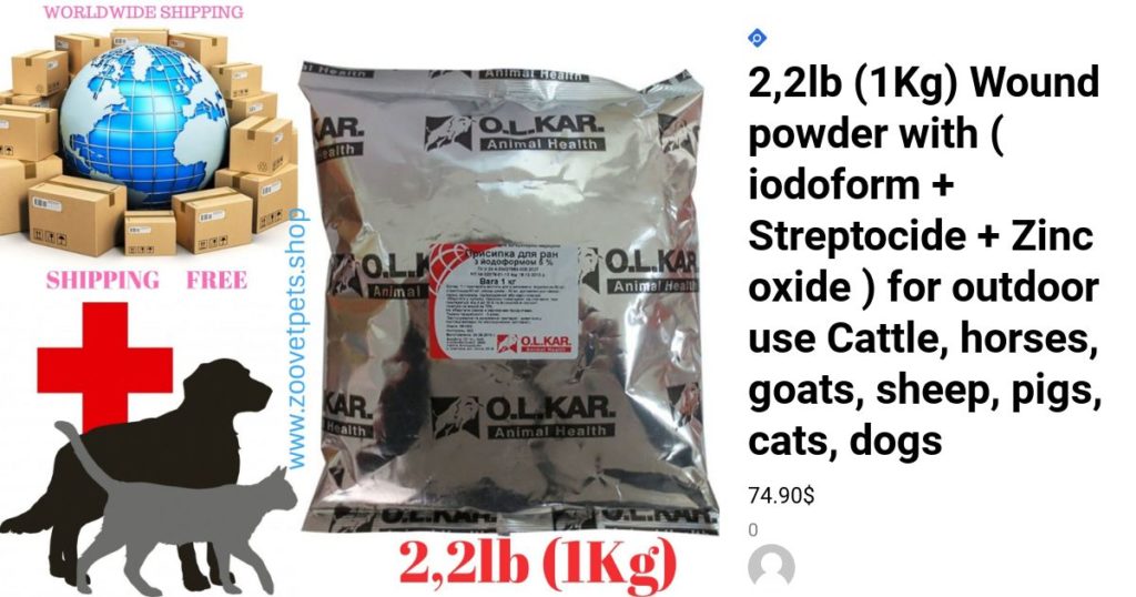 2,2lb (1Kg) Wound powder with ( iodoform + Streptocide + Zinc oxide