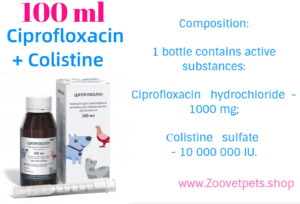 Ciprofloxacin, Colistine, dogs, cats, bacterial infections, pneumonia, Cipro analog, Ciloxan analog, veterinary medicine