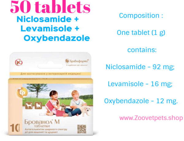 Niclosamide Levamisole Oxybendazole dogs cats deworming diphyllobotriosis ankylostomiasis toxascariasis toxocariasis trichocephaliasis unzinariasis veniosis veterinary medicine