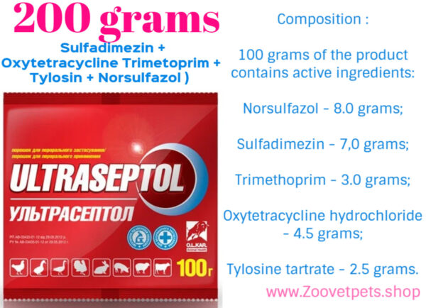 Sulfadimezin Oxytetracycline Trimetoprim Tylosin Norsulfazol gastroenteritis treatment salmonellosis pasteurellosis campylobacteriosis vibriosis diarrhea digestive disorders veterinary medicine