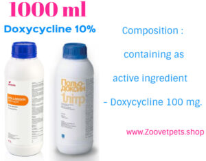 Doxycycline 10%
infection treatment
pigs
poultry
Pasteurella
Escherichia coli
Salmonella
Staphylococcus
Streptococcus
Clostridium
Rickettsia
Chlamydia
Mycoplasma
veterinary medicine