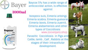 Baycox 5%
Toltrazuril
coccidiosis treatment
Eimeria
Carpelli
cattle
pigs
lambs
calves
dogs
rabbits
veterinary medicine