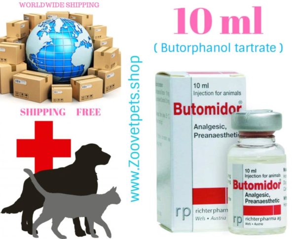 10ml ( Butorphanol tartrate ) dogs, cats, horses Long and strong pain relief for surgical, therapeutic and diagnostic procedures Butomidor®