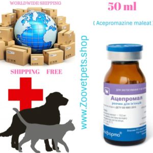 50 ml ( Acepromazine maleat ) is used for horses, dogs, cats for premedication before surgery, to relieve pain, calm aggressive animals before examination and transportation of an analogue PromAce®
